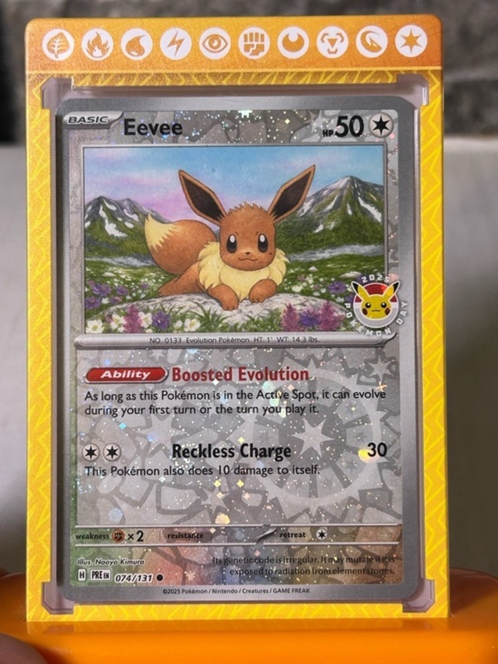 Pokemon Eevee 2025 Pokemon Day Promo Card Cosmo Holo
